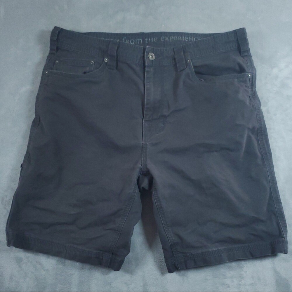 PrAna Denim Shorts Mens 36w x 9L Gray Hiking Cargo Outdoor Casual